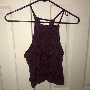 Maroon laced crop top